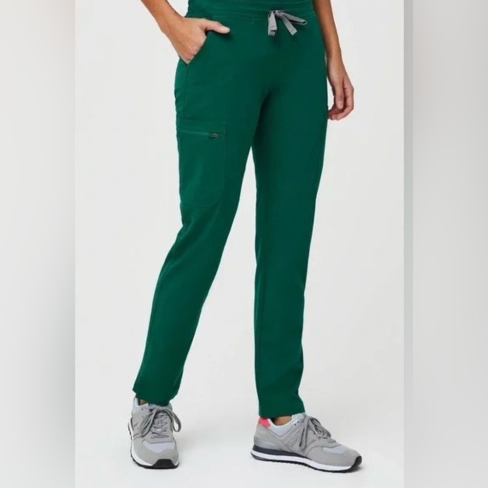 Figs Green Women's Scrub Pants with Gray Drawstring